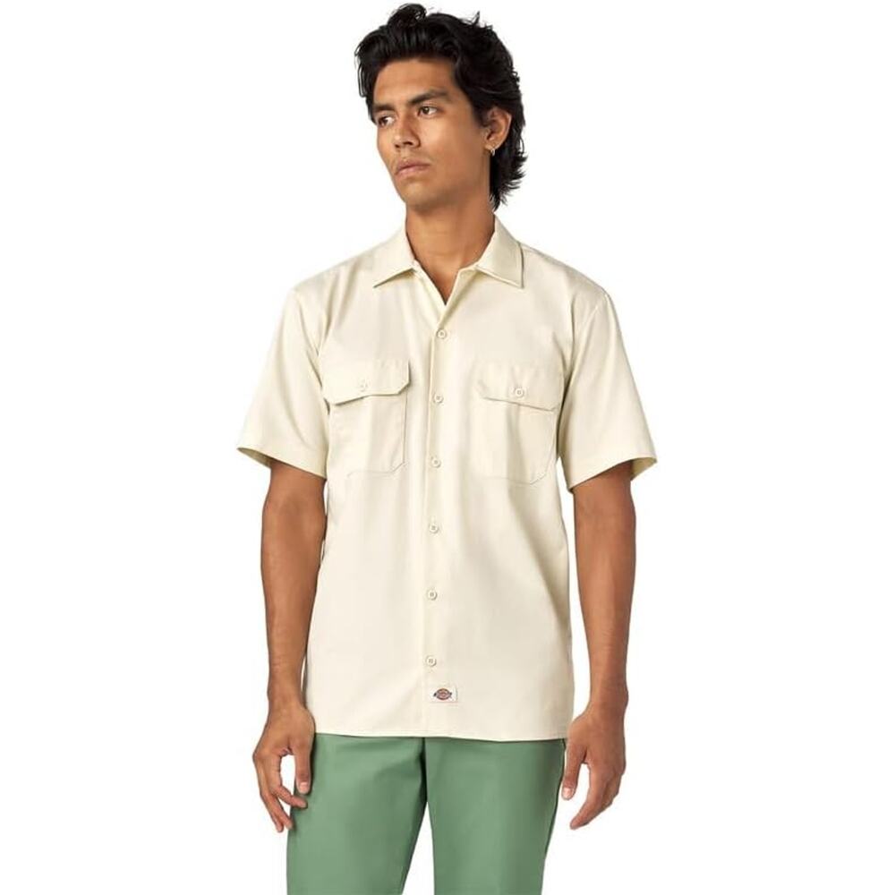 NEW! Dickies Men's Short-Sleeve Work Shirt, Stone Whitecap Grey, XXL